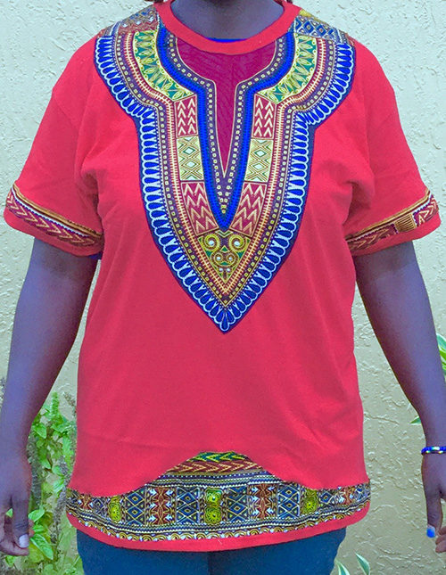 Authentic Women's Red Dashiki hand made in West Africa